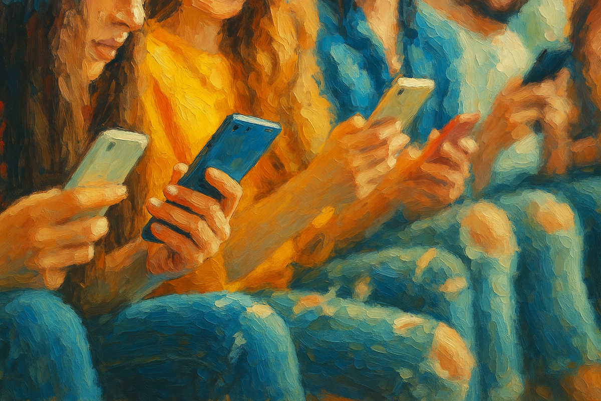 nastolatki z telefonami w ręce