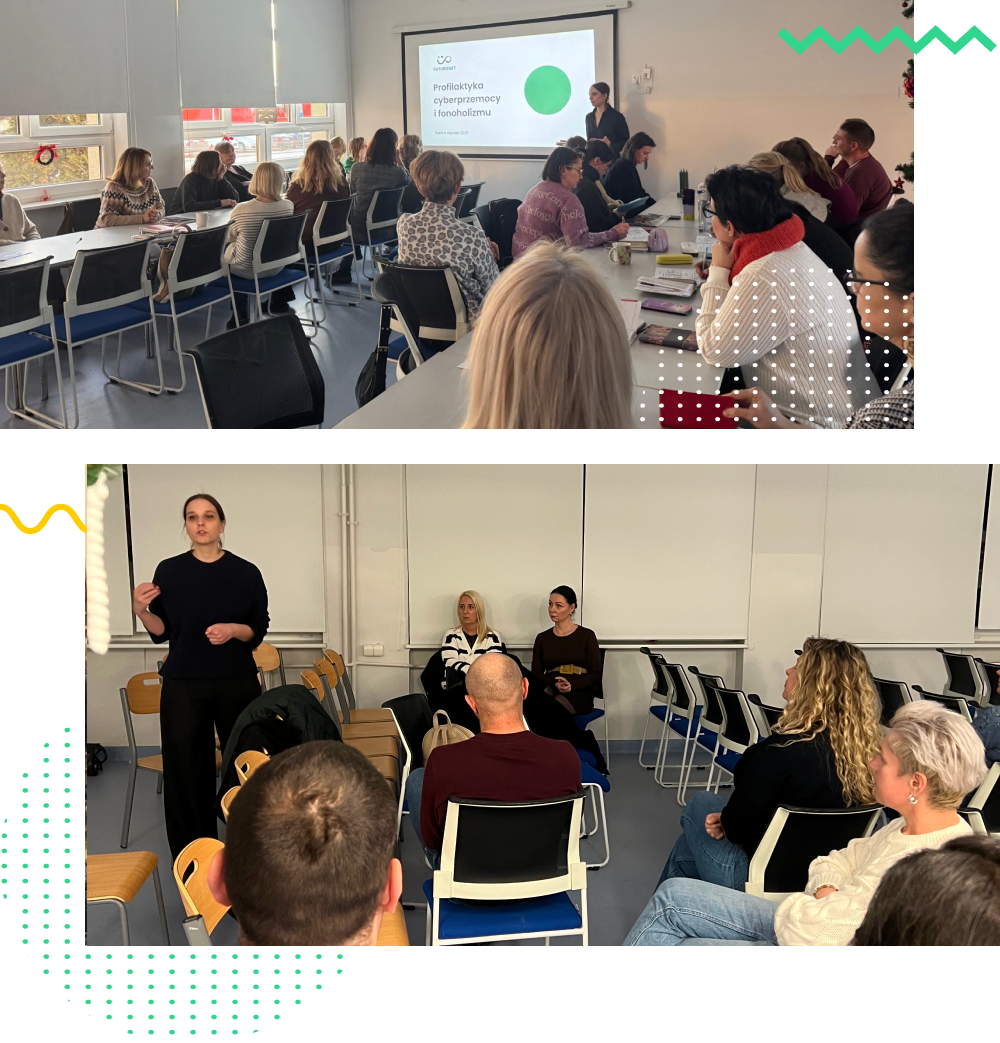 Pracowniczka Futuronet prowadzi zajęcia dla nauczycieli i rodziców